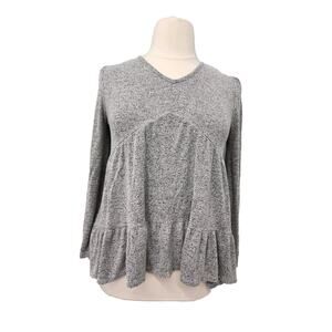 Sydney Gregory Tiered Babydoll Gray Ruffles Long Sleeve Buttery Soft Size Large